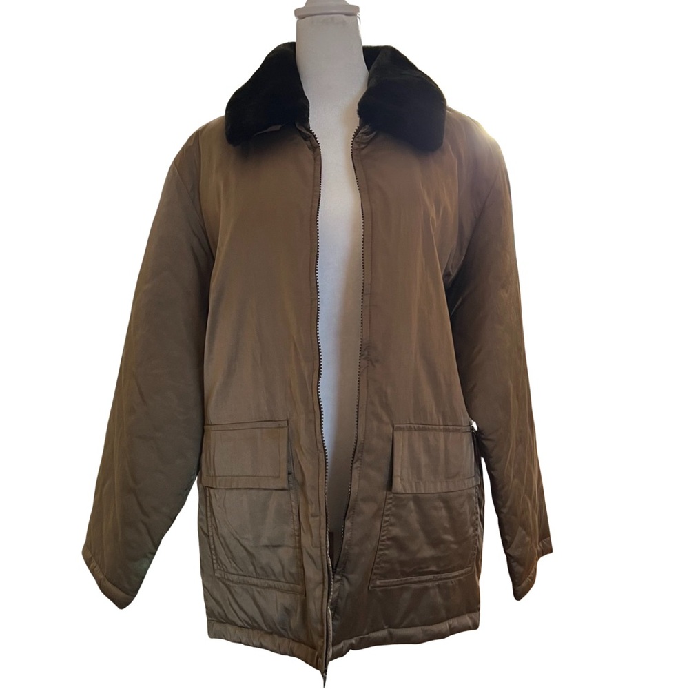 NWT INC Brown Coat with Removable Faux Fur Collar